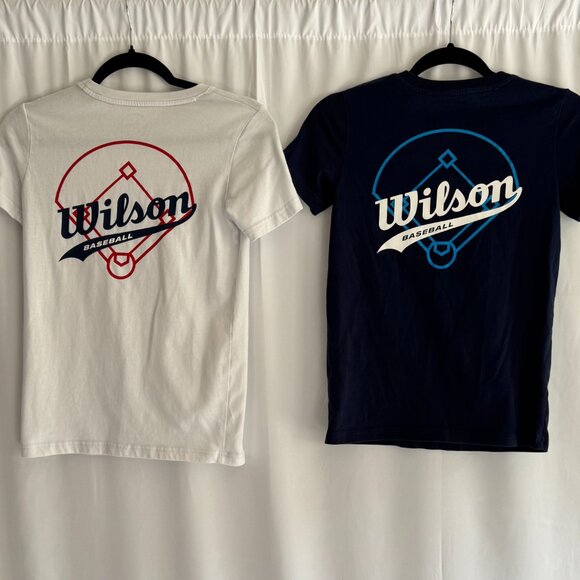 Set of 2 - Wilson Navy and White Baseball youth Tshirt Medium - 370 - Picture 2 of 8